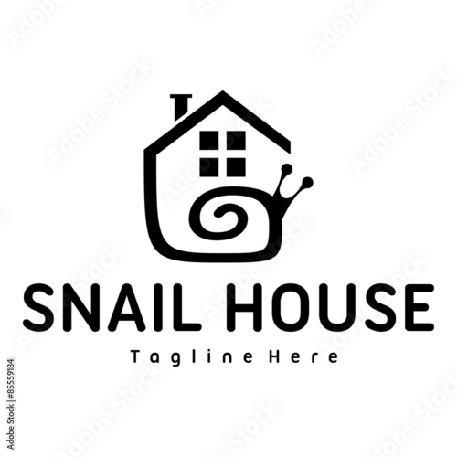 "Snail House Logo Template Black" Stock image and royaltyfree vector