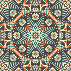 Ethnic floral seamless pattern