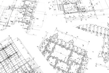 architects workspace with plans
