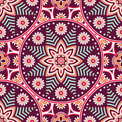Ethnic floral seamless pattern