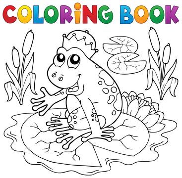 Coloring book fairy tale frog