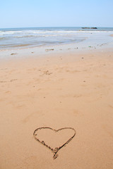 Heart drawn on the beach