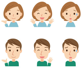 男女　表情ポーズ　セット