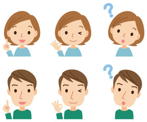 男女　表情ポーズ　セット
