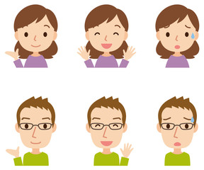 男女　表情ポーズ　セット