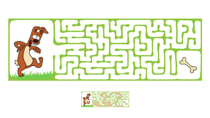 Vector Maze, Labyrinth with Dog.
