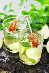 Lemonade with fresh lemon and lime