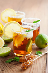 Sweet ice tea with lemon