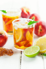 Sweet ice tea with lemon