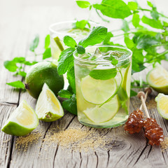 Lemonade with fresh lemon and lime