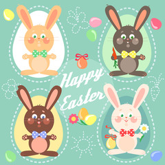 Fototapeta premium Happy Easter card with bunnies.