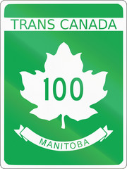 Highway shield of the Trans-Canada highway number 100 in Manitoba