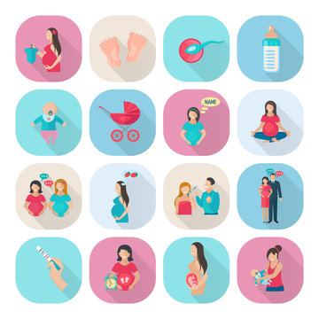 Pregnancy Icons Flat