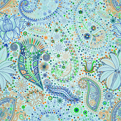 Vintage floral motif ethnic seamless background.