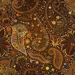 Vintage floral motif ethnic seamless background.