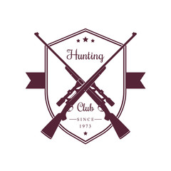 Hunting Club vintage emblem with rifles, vector illustration, eps10
