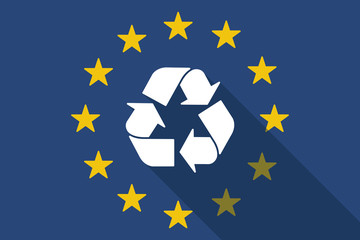 European Union  long shadow flag with a recycle sign