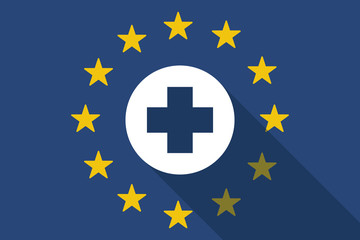 European Union  long shadow flag with a pharmacy pill