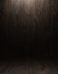 dark vintage brown wooden planks interior with  shadows