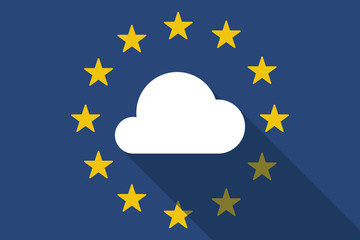 European Union  long shadow flag with a cloud