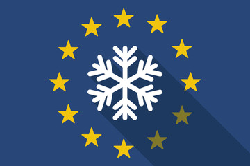 European Union  long shadow flag with a snow flake