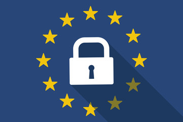 European Union long shadow flag with a lock pad