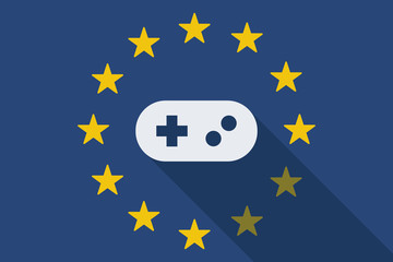 European Union  long shadow flag with a game pad