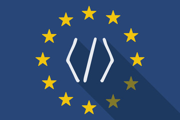 European Union long shadow flag with a code sign