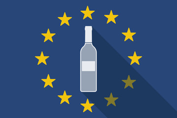 European Union  long shadow flag with a bottle of wine
