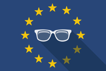 European Union  long shadow flag with a glasses