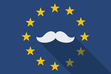 European Union long shadow flag with a moustache