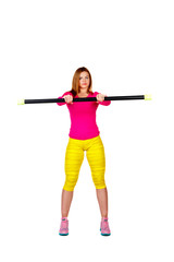 Athlete warming up with fitbar.