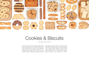 cookies and biscuits on white background  