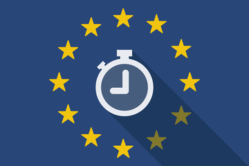 European Union  long shadow flag with a timer