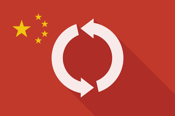 China long shadow flag with a recycle sign