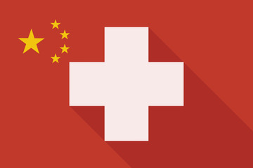 Obraz premium China long shadow flag with a pharmacy pill