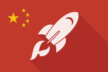 China long shadow flag with a rocket