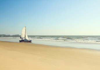 Boat on a deserted beach