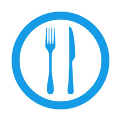 Icono redondo cubiertos azul