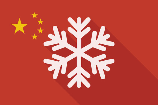China long shadow flag with a snow flake