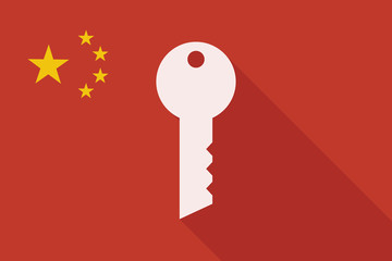 China long shadow flag with a key