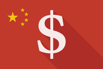 China long shadow flag with a dolar sign