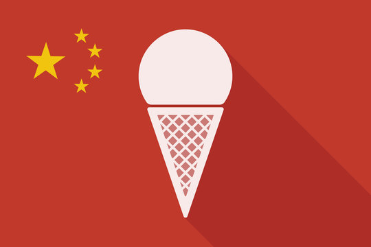 China long shadow flag with a cone ice cream
