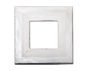 white painted square distressed wooden frame