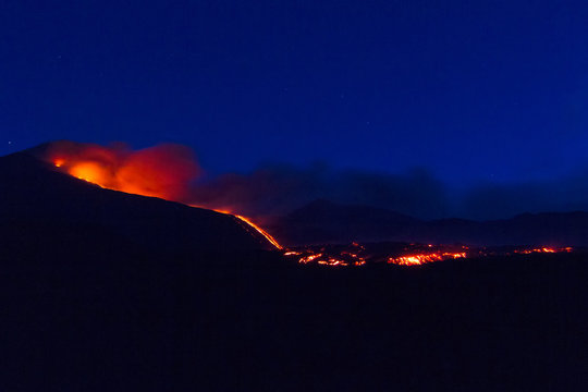 Night Eruption of Etna volcano's May 16, 2015