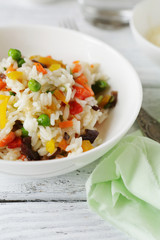 Rice with vegetables in a bowl