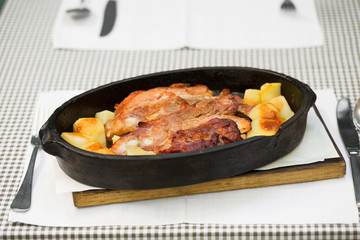 Lunch/Delicious roasted pork knuckle with potato