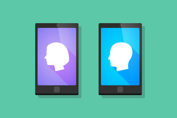 long shadow  man and woman   phone set