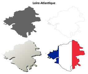 Loire-Atlantique (Pays de la Loire) outline map set