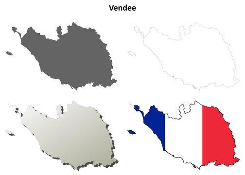 Vendee (Pays de la Loire) outline map set
